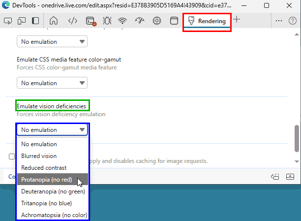 Emulate vision deficiencies