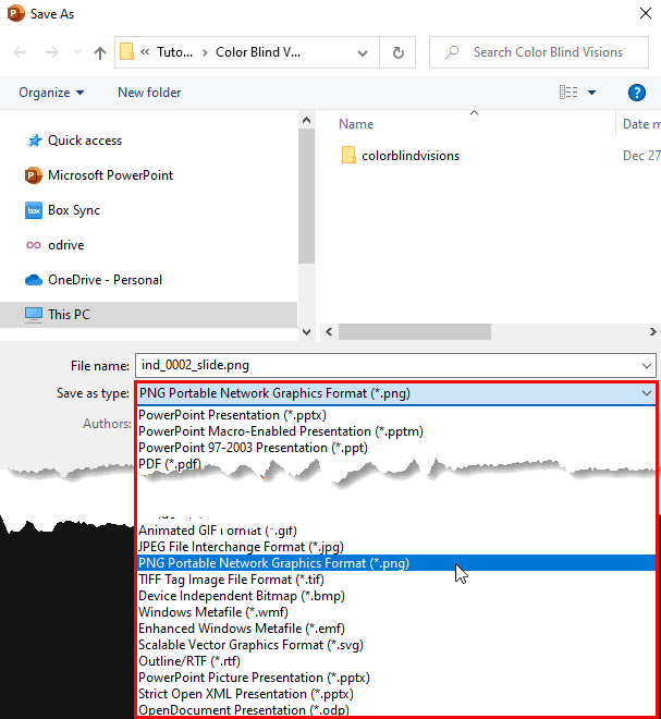 Save as type Save as type