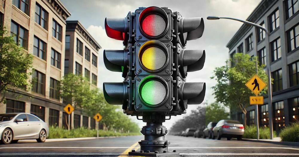 Traffic light as seen by color blind users