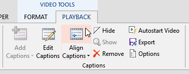 Align Captions button