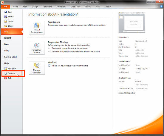 Select option within the File menu