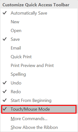 Touch/Mouse Mode option