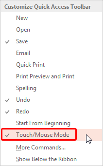 Touch/Mouse Mode option