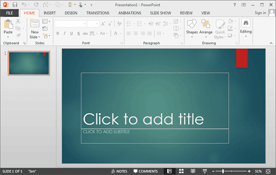 PowerPoint 2013 interface with Mouse mode active