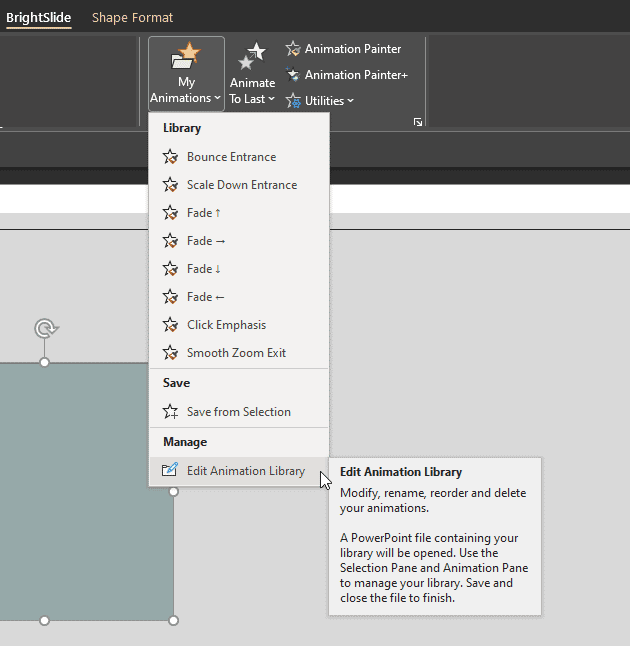 Explore animation options in BrightSlide Explore animation options in BrightSlide