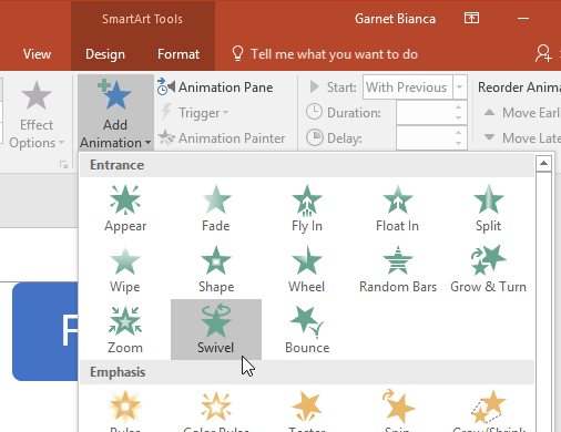 Entrance Effect added to the SmartArt Entrance Effect added to the SmartArt
