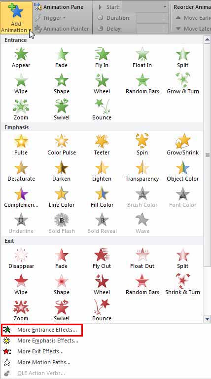 Add Animation gallery