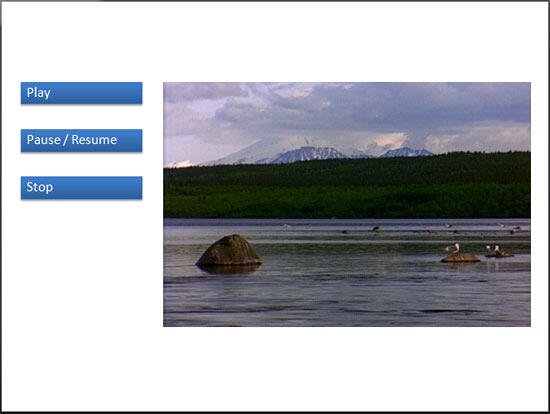 Slide with a movie clip and shapes used as navigation buttons