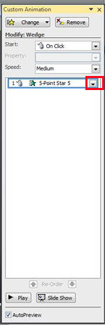 Custom Animation Task pane