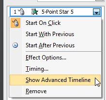 Show Advanced Timeline option selected