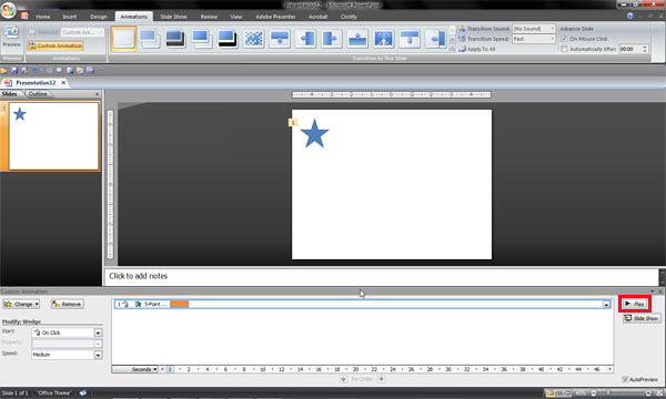 Custom Animation Task Pane moved to the bottom of the slide
