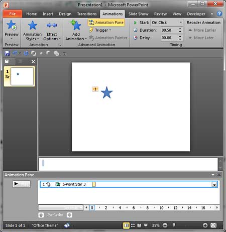 Animation Pane moved to the bottom of the slide