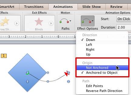 Not Anchored option being selected Not Anchored option being selected