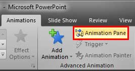 Animation Pane button Animation Pane button