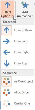 Effect Options drop-down gallery