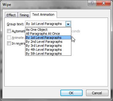 Group text options for Text Animation