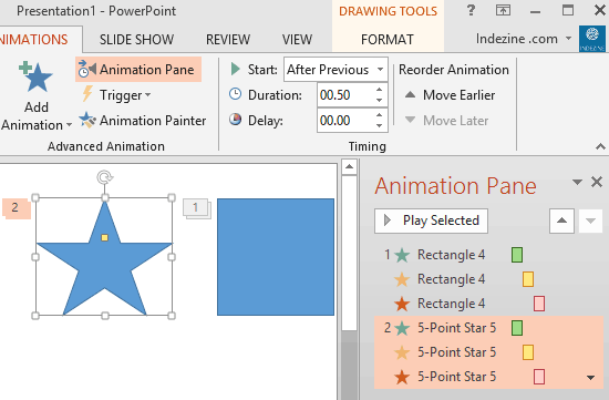 Animation attributes copied and applied to the other shape