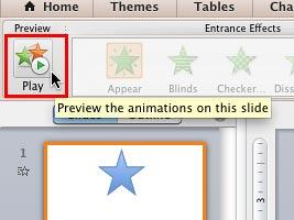 Play button within Preview group