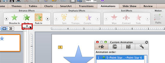 Only Entrance Effects group is active with the Animations tab