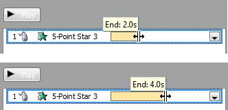 Animation duration increased by dragging the end point of the animation bar Animation duration increased by dragging the end point of the animation bar