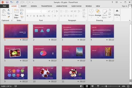 Slides selected within the Slide Sorter view Slides selected within the Slide Sorter view