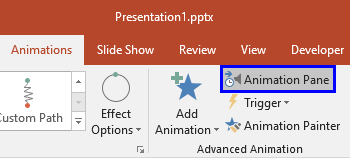 Animation Pane button Animation Pane button
