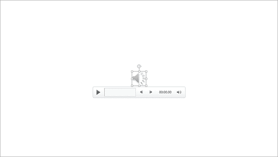 Selected audio clip icon on the slide
