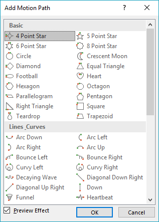 Add Motion Path dialog box Add Motion Path dialog box
