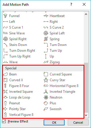 Add Motion Path dialog box Add Motion Path dialog box