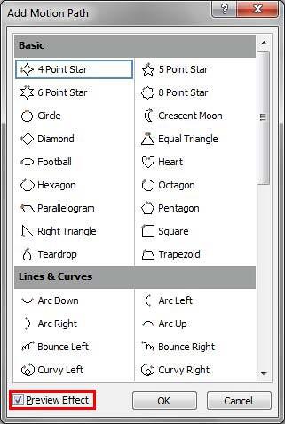 Add Motion Path dialog box