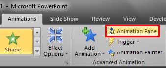 Animation Pane button