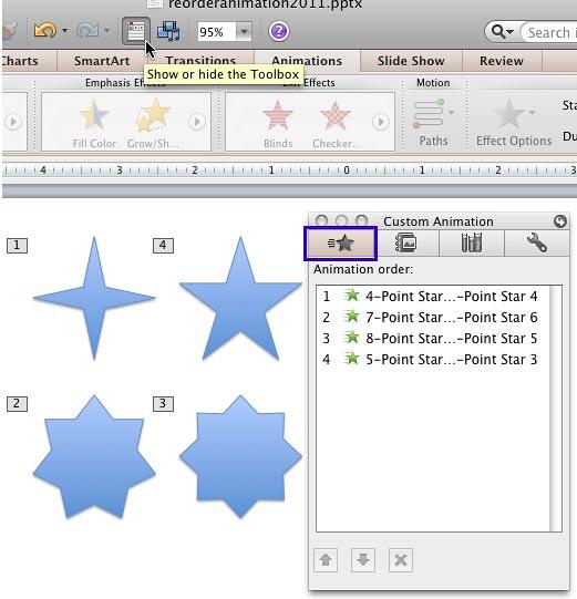 Custom Animation tab of the Toolbox