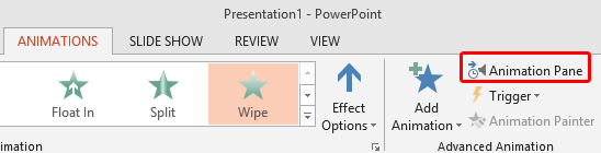 Animation Pane button