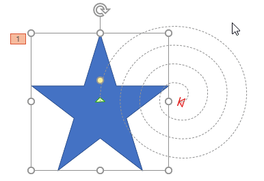 Shape with a motion path animation applied