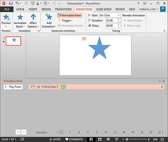 Animation Pane moved to the bottom of the slide