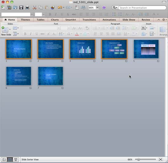 Slides selected within the Slide Sorter view