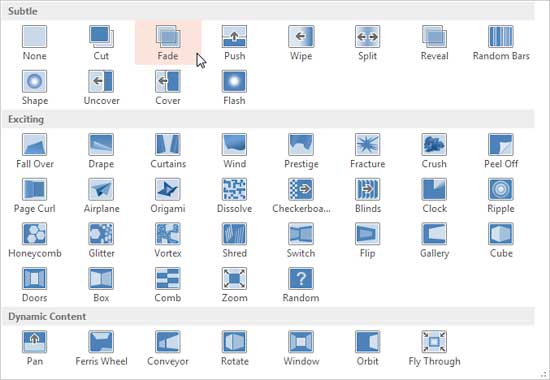 Slide Transitions gallery