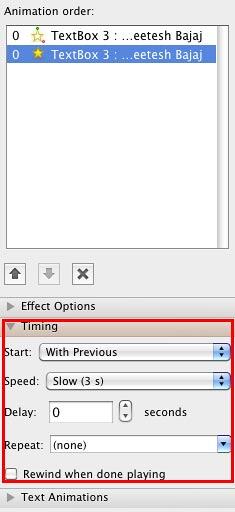 Timing Options for the Grow/Shrink animation Timing Options for the Grow/Shrink animation