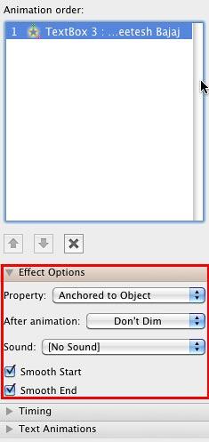 Effect Options for the Motion Path Effect Options for the Motion Path