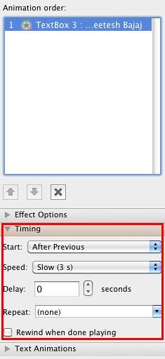 Timing Options for the Motion Path Timing Options for the Motion Path