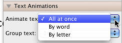Animate text options