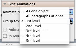 Group text options for animating text