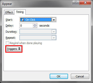 Animation dialog box Animation dialog box