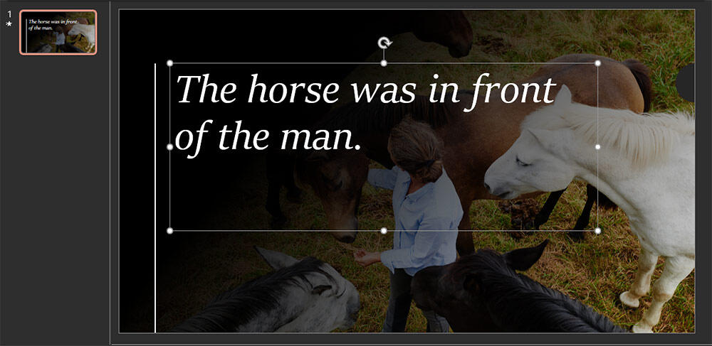 Slide with some words in PowerPoint 365 for Windows