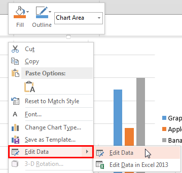 Edit Data option within the sub-menu Edit Data option within the sub-menu