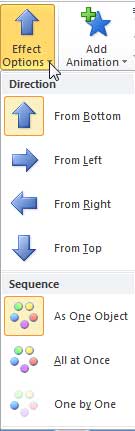 Effect Options drop-down gallery Effect Options drop-down gallery