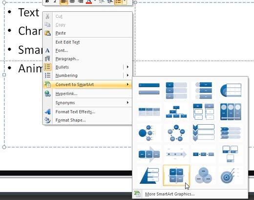 Convert to SmartArt Convert to SmartArt