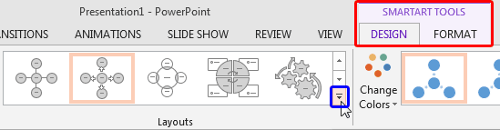 SmartArt Tools Design tab selected SmartArt Tools Design tab selected
