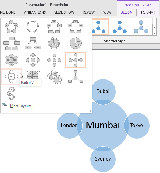 SmartArt graphic showing live preview of the layout SmartArt graphic showing live preview of the layout