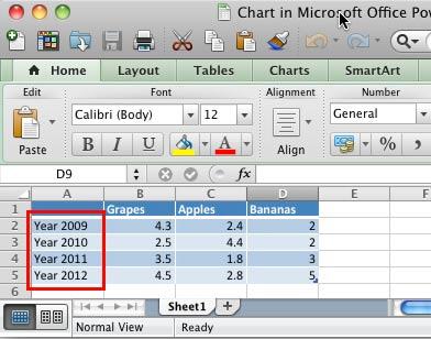 Category names changed within the Excel sheet Category names changed within the Excel sheet